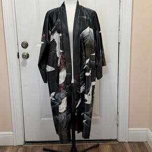 Vintage Juguemm Japanese Satin Kimono Dressing Gown Bridal getting ready gown